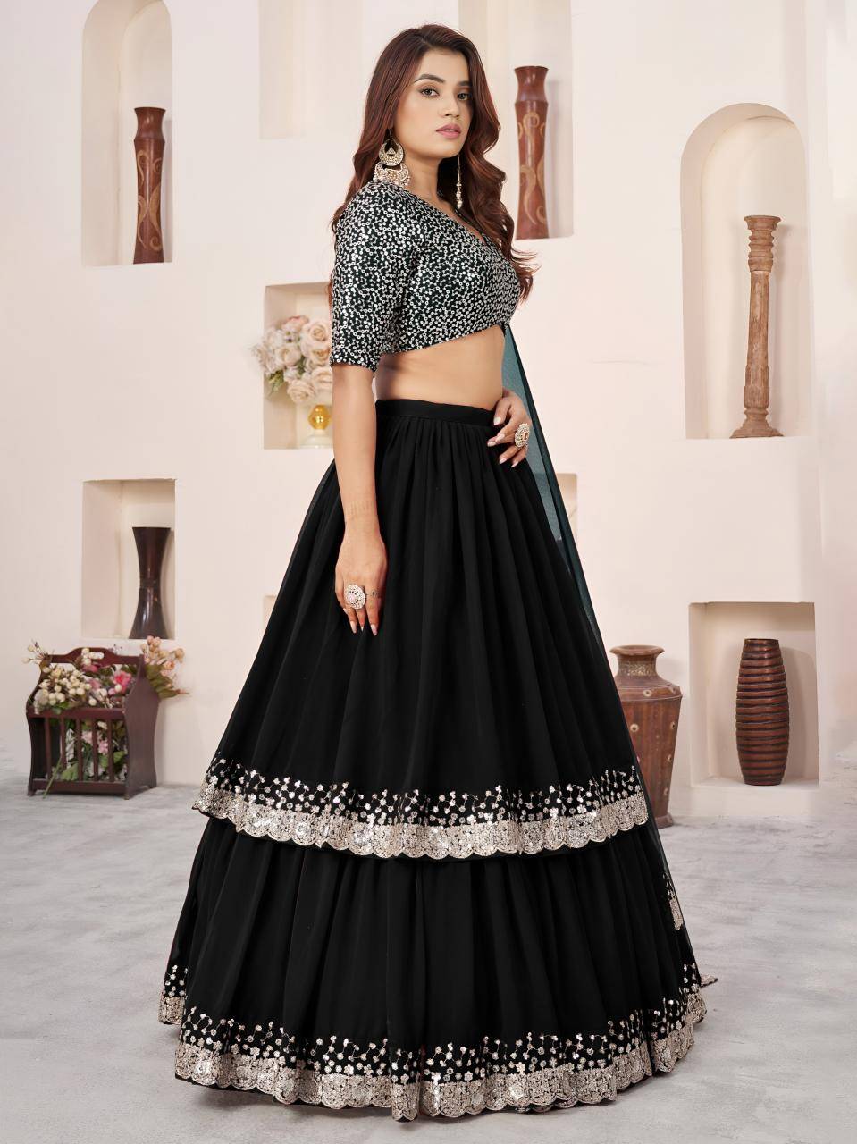 Anchal vol 2 Georgette Black Bridal lehenga choli manufacturers in Delhi